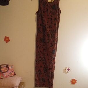 Vintage Limited America Maxi Sleeveless Brown&Black Patterned Dress